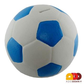 Pokladnička fotbalový míč modrý 17 cm (Pokladnička ve tvaru fotbalového míče)