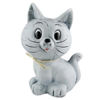 Pokladnička kočka šedá velká 31 cm (Keramická pokladnička kočka)