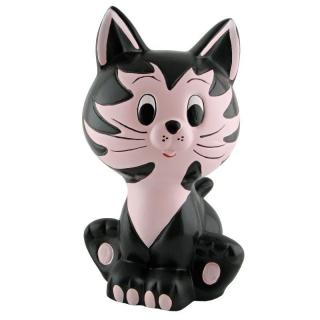 Pokladnička kočka sedící černo-růžová 29 cm (Keramická pokladnička kočka)