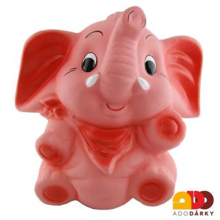 Pokladnička slon obrovský růžový 29 cm (Pokladnička ve tvaru velkého sedícího slona)