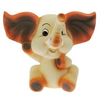 Pokladnička slon s velkýma ušima oranžový 28 cm (Slon sedící vlající)
