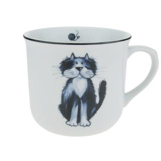Porcelánový hrnek kočka 650 ml (Hrneček z porcelánu vařák s kočičkou)