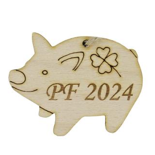 Prasátko PF 2024 6 cm (Dřevěné prasátko ke konci roku)