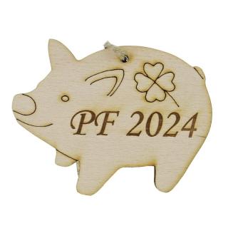 Prasátko PF 2024 8,5 cm (Dřevěné prasátko ke konci roku)