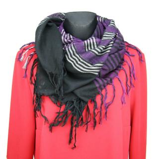 Pruhovaný dámský šátek fialový (Dámský šátek s třásněmi)