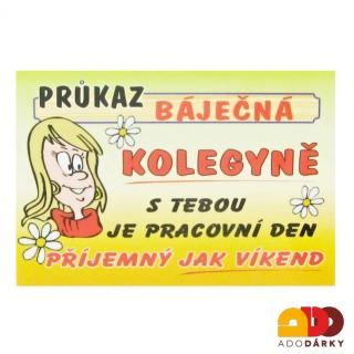 Průkaz Báječná kolegyně (Vtipný průkaz)