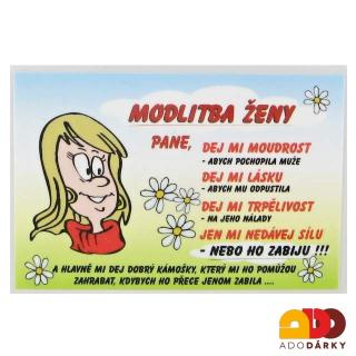 Průkaz: Modlitba ženy (Vtipná cedulka)