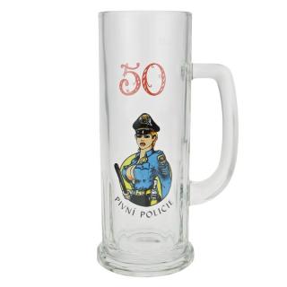 Půllitr "50 Pivní policie" (Skleněný krýgl s číslem a obrázkem)