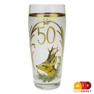 Půllitr "50" Srnec  0,5 l (Skleněný půllitr k výročí )