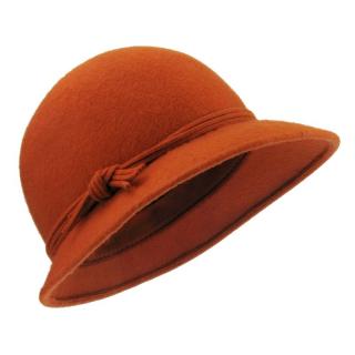 Rezavý plstěný klobouk s ozdobným uzlíkem (Dámský klobouk)