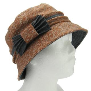 Rezavý vlněný klobouk s mašlí (Dámský teplý klobouk)