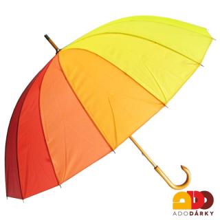 Rodinný deštník dřevěný duhový (U34 Barevný deštník)