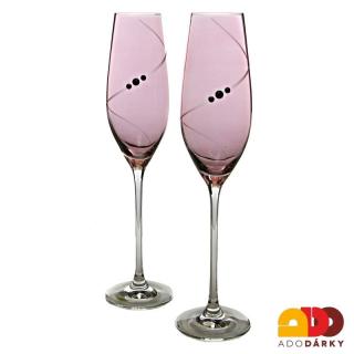 Růžové flétny na šampaňské Swarovski 210 ml sada 2 ks (Sklenice Swarovski na šampaňské)