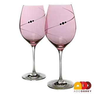 Růžové sklenice na víno Swarovski 360 ml sada 2 ks (Sklenice Swarovski na víno)