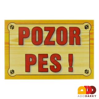 Samolepka na dveře POZOR PES (Vtipná kartička na boudu)