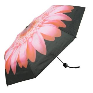 Skládací dámský deštník černý s červeným květem (U-09 Deštník pro dámy mini skládací)