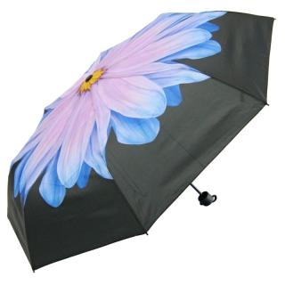 Skládací dámský deštník černý s modrým květem (U-09 Deštník pro dámy mini skládací)