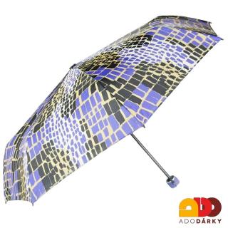 Skládací dámský deštník krokodýlí vzor (Modrý skládací deštník U09)