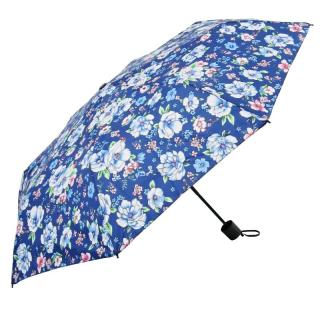 Skládací dámský deštník modrý s bílými květy (U-87 Deštník pro dámy mini skládací)