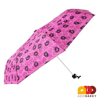 Skládací dámský deštník růžový (U41)
