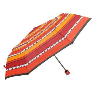 Skládací dámský deštník s ornamenty oranžový (U-09 Deštník pro dámy mini skládací)
