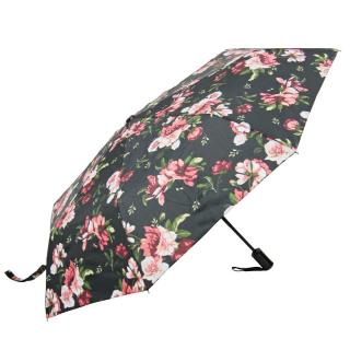Skládací deštník černý s květy (U31 Dámský skládací deštník)