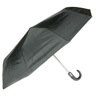 Skládací deštník černý (Unisex deštník s koženou rukojetí U-10)