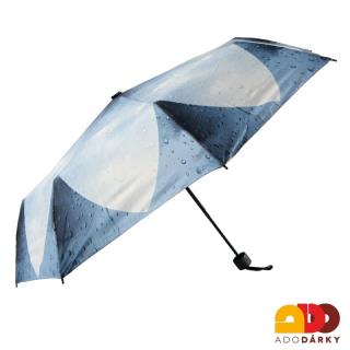 Skládací deštník modrý s kapkami (U47 skládací deštník plněautomatický)