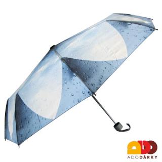 Skládací deštník šedý s kapkami (U47 skládací deštník plněautomatický)
