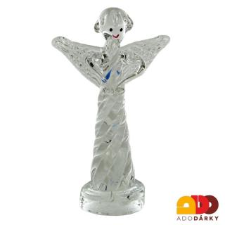 Skleněný anděl  15 cm (Ručně dělaný anděl ze skla)