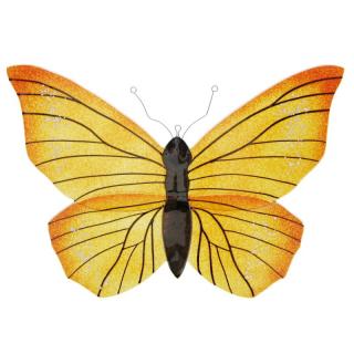 Skleněný motýl oranžový 35 cm (Figurka velkého motýla na zeď)