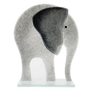 Skleněný slon šedý 17 cm (Figurka slona ze skla)