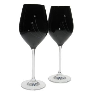 Sklenice na víno Swarovski Black 360 ml, 2 ks (Sada dvou černých vinných sklenic)
