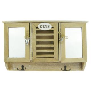 Skříňka na klíče s nápisem "Keys" 42 x 25 x 8 cm II. jakost (Dřevěná skříňka na klíče s dvířky)