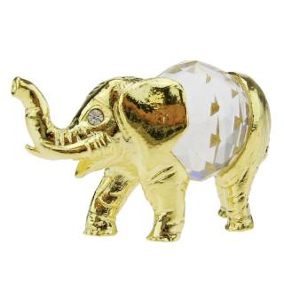 Slon s křišťálem zušlechtěný 14K zlatem (Figurka slona s pravým zlatem)