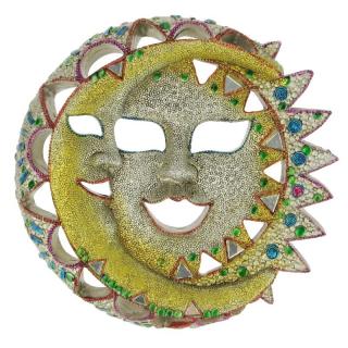 Slunce s měsícem na zeď 21 cm (Dekorace ve tvaru měsíce a slunce)