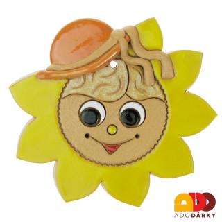 Sluníčko s oranžovým kloboukem 15 cm (Keramické slunce na zeď)