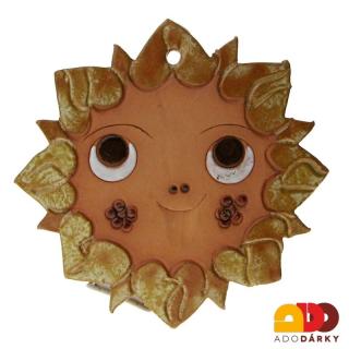 Sluníčko z keramiky na zeď 12,5 cm (Keramické slunko s obličejem)
