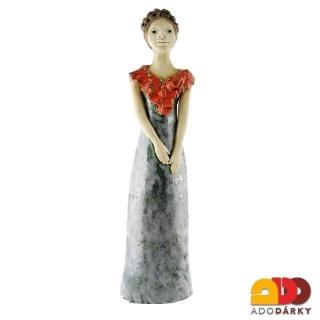 Socha ženy  50 cm (Keramická figurka ženy v šedých šatech)