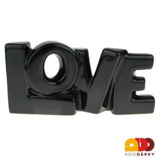 Soška nápis "LOVE" černá 24 cm (Porcelánová soška nápisu "LOVE")
