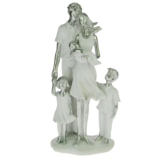 Soška rodinky s dětmi 26 cm (Figurka mladé spokojené rodiny)