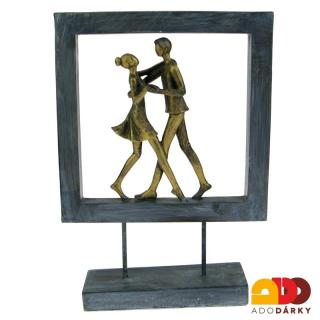 Soška tančící pár v rámečku 27 cm (Figurka tančícího páru)