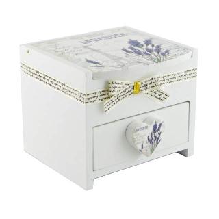Šperkovnice Lavender 11 x 11 x 10 cm (Dřevěná šperkovnice s potiskem levandulí)