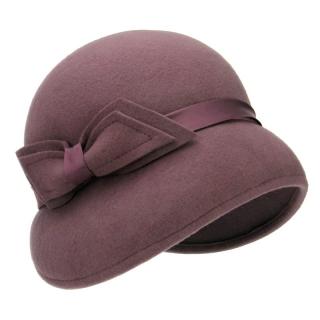 Starorůžový plstěný klobouk s mašlí (Dámský klobouk vlněný KDV5)