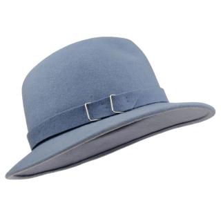 Světle modrý plstěný klobouk v pánském stylu (Dámský klobouk vlněný KDV25)