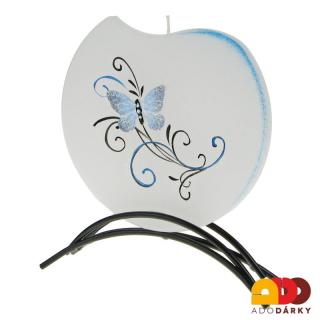 Svíčka 1 knot motýl + kovový stojánek (Ručně malovaná svíčka )