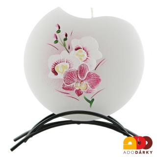 Svíčka 1 knot orchidej + kovový stojánek (Ručně malovaná svíčka)