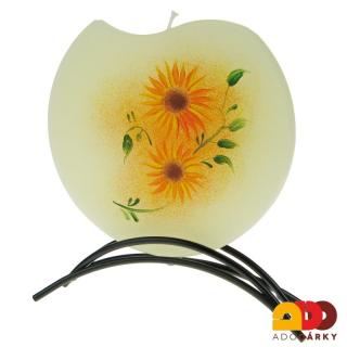 Svíčka 1 knot slunečnice + kovový stojánek (Ručně malovaná svíčka)