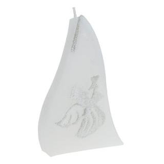 Svíčka jehlan Anděl s trubkou 11 cm (Ručně malovaná vánoční svíčka)