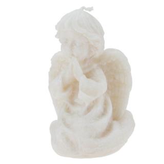 Svíčka klečící anděl béžový  9,5 cm (Soška modlícího se andílka z vosku)